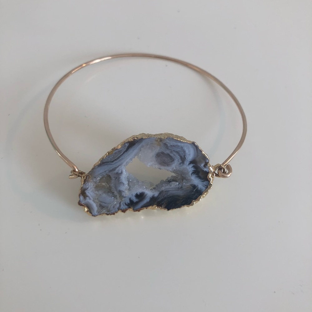 Druzy agate slice bracelet
